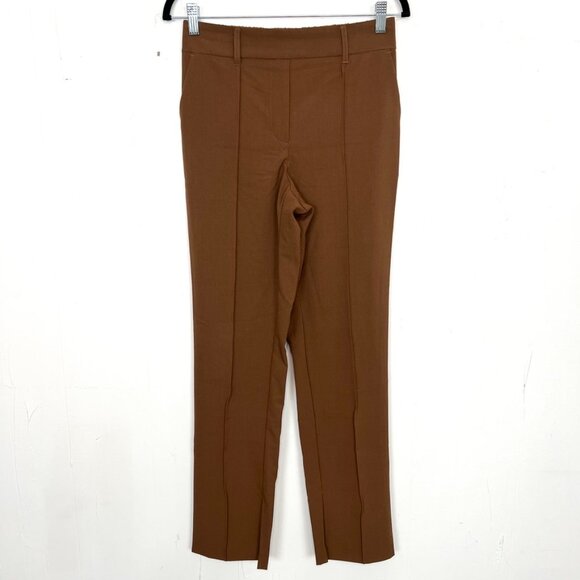 C By One Brown Seamed Leg Slit Elastic Waist Ankle Pants XS - Picture 1 of 4